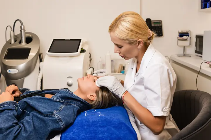Skin prepared before a device treatment