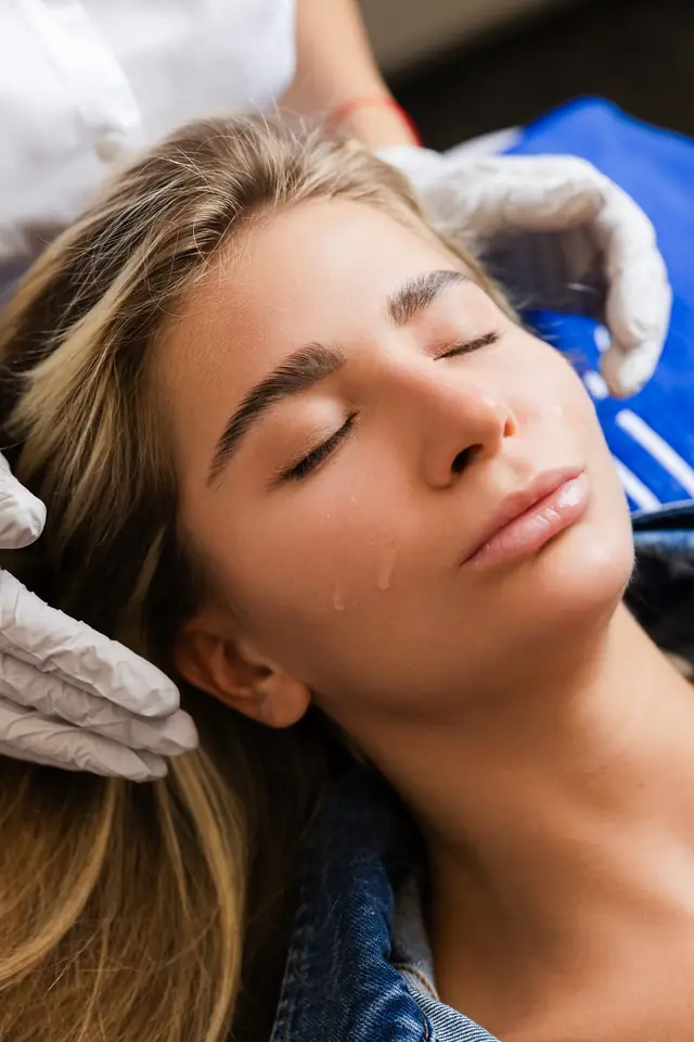 Close portrait during a calm facial